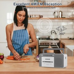 Retro Cassette Player Recorder Boombox with AM/FM Radio Stereo, AC or Battery…