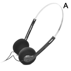 Retro Over Ear Headphones Vintage Wired 3.5mm Headset Adjustable Headband Black