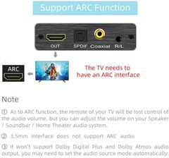 HDMI Audio Extractor Optical SPDIF RCA L/R 3.5mm digital to analog coverter ARC