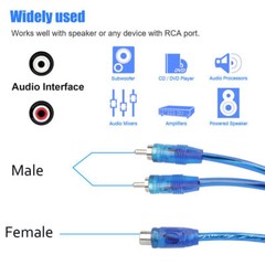 2pcs RCA Y Splitter Audio Jack Cable Adapter 1 Female to 2 Male Connector Blue
