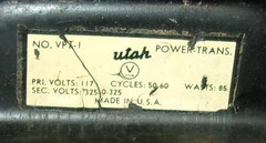 UTAH Power Transformer VPT-1 (5v, 6.3v, 325-0-325vct) Clean! Tested!