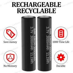 1/2/4/6 Pack 3.7 Volt 18650 Rechargeable Battery High Capacity 3000Mah