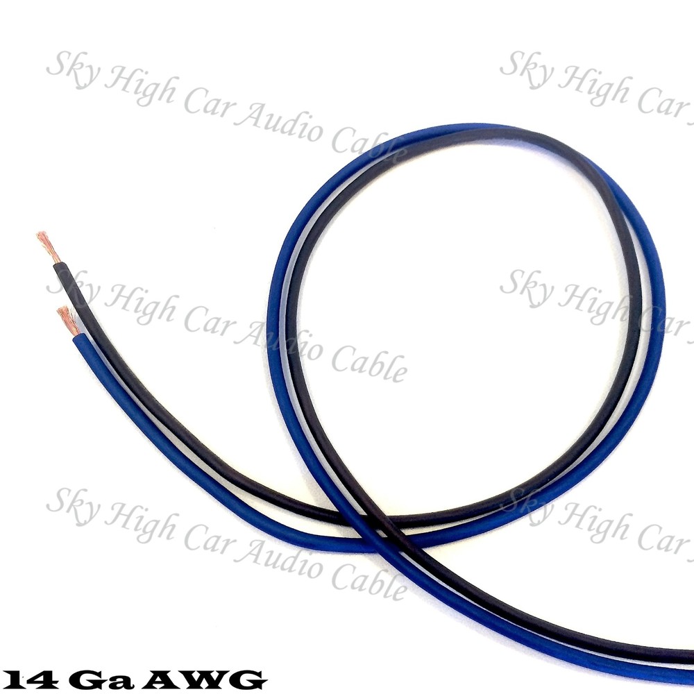 25′ EACH BLUE & BLACK – 50 ft 14 Gauge AWG Primary / Remote Wire Lead Sky High