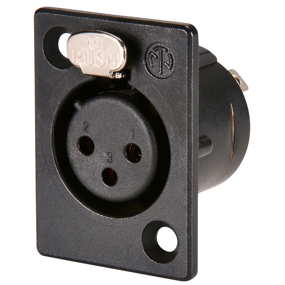 Neutrik NC3FP-B-1 XLR Panel Mount Female Black Gold Contacts