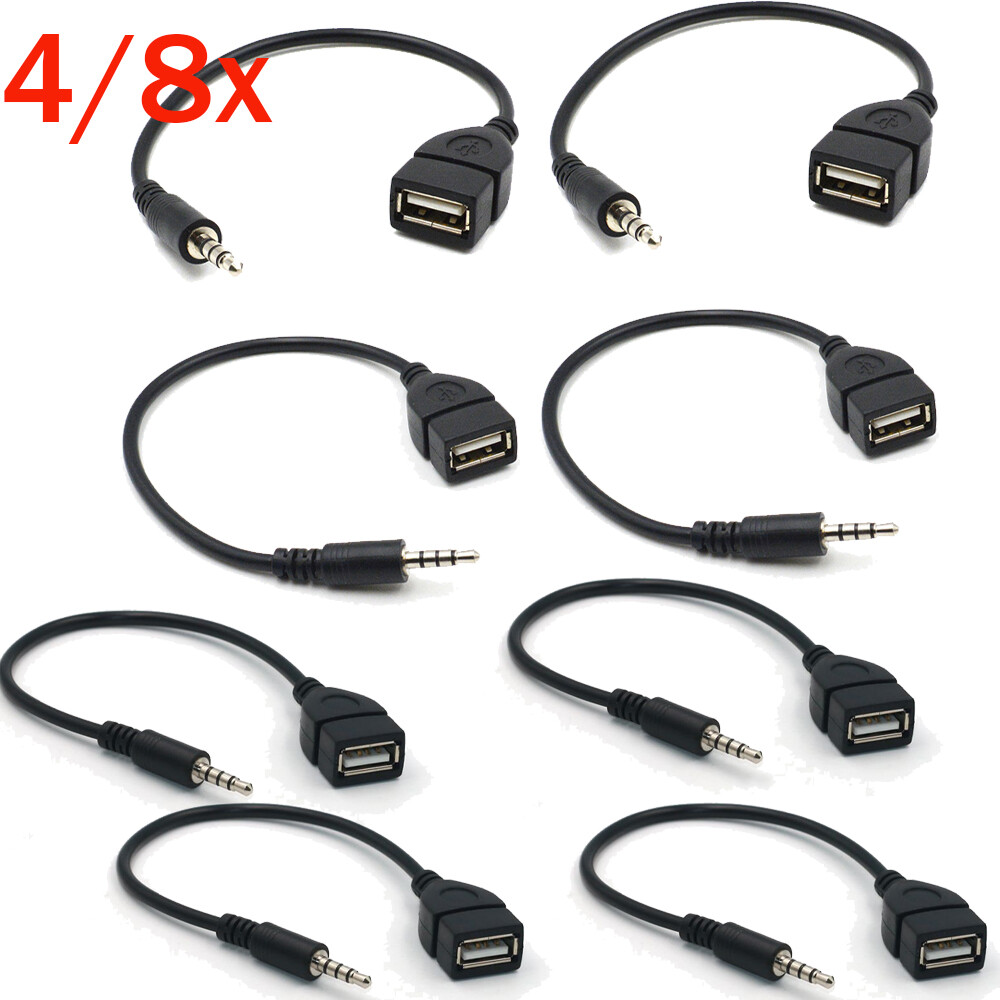 4/8PCS 3.5mm Male Audio AUX Jack to USB 2.0 Type A Female OTG Converter Adapter