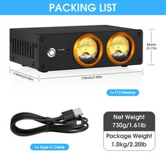 HIFI MM Phono Preamp for Home Turntables Stereo Preamp Headphone Amp w/VU Meter
