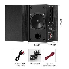 30W Powered Bookshelf Speakers with RCA Input for TV, PC, and Turntables
