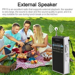 PR15 Pocket FM/AM/NOAA Emergency Weather Radio Little Transistor Tuning Walking