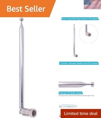 Plug-and-Play Telescopic FM Antenna, 75 Ohm, Perfect for Home Theater Systems