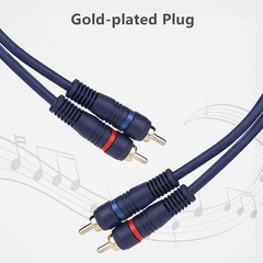 RCA Cable With Ground Wire, 6ft Turntable Gold Plated 2RCA Male to 2RCA