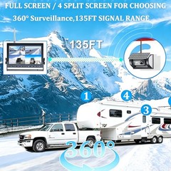 10.1″ Wireless Monitor DVR 4x Solar Magnet Standby Backup Camera For Trailer RV