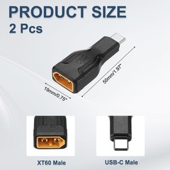 2PCS XT60 Adapter XT60 Male to USB-C Male Wireless Adapter, Connectors Wireless