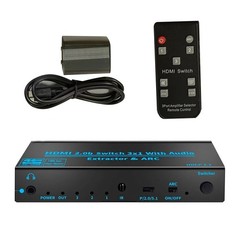 3 In 1 Out 4K HDMI2.0b Switcher Switch 3×1 W/ Audio Extractor HDCP2.2 For PS4 TV
