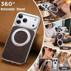 Classic Textured Crazy Horse Pattern Slim PU Leather Case fits iPhone 17 Pro Max