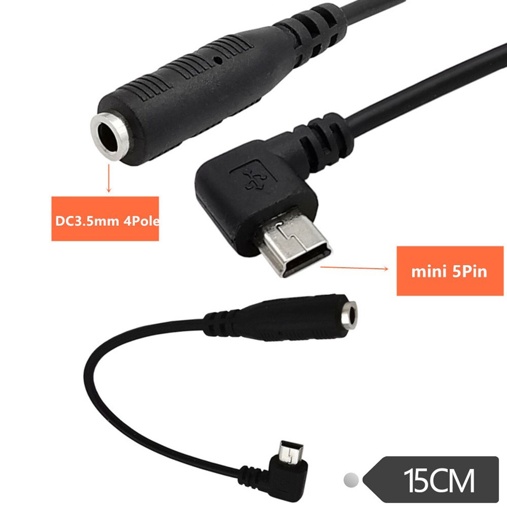 Right Angle Mini USB Male to 4Pole 3.5mm Female Adapter Cable for Mic Microphone
