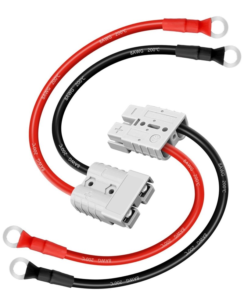 50A Anderson Connector Kit 8 Gauge Battery Quick Connect 30cm Cables Lifepo4