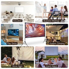 120″ Projector Screen w/ Stand 16:9 4K HD Rear Front Wrinkle-Free Portable