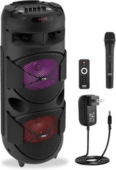 Pyle Portable Bluetooth PA Speaker-240W Dual 6.5″ Rechargeable BT Karaoke