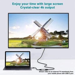 4K 60Hz Type C to HDMI Adapter USB 3.1 HUB HDTV Converter Cable for iPhone 15 TV