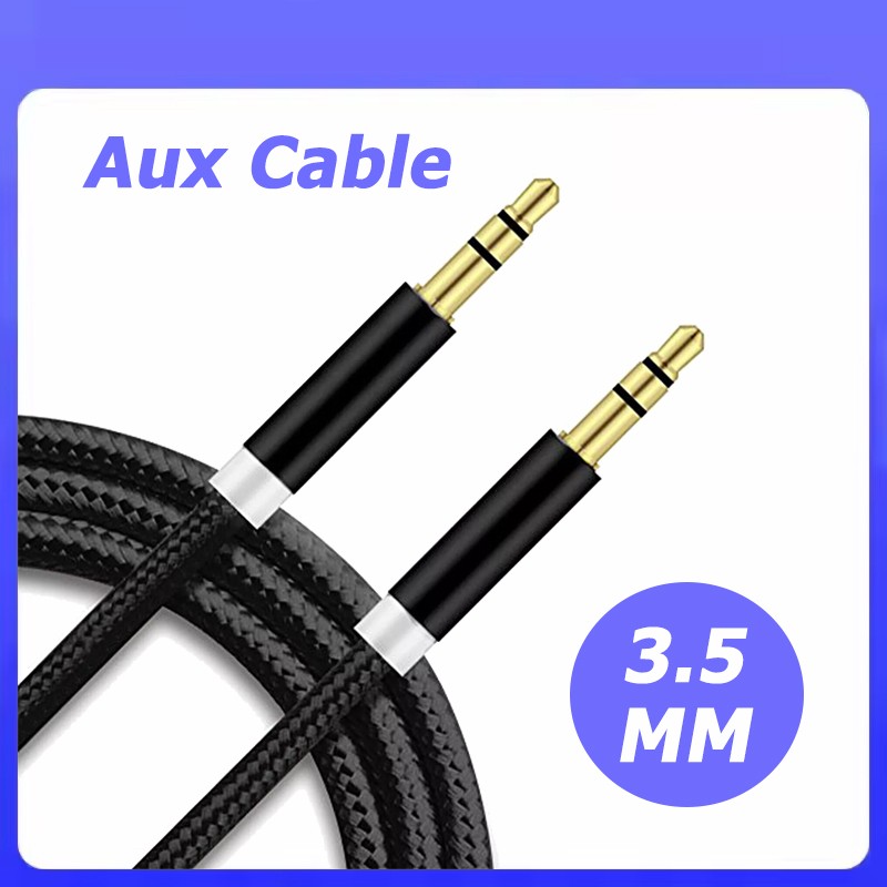 High Quality 3.5mm Stereo Audio Cable Extension Male to Male 1M Braided AUX US