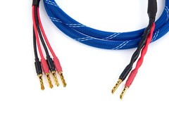 Canare 4S11 Bi-Wire Speaker Cable Single, Blue Flex Braided 2 to 4 BFA Banana.