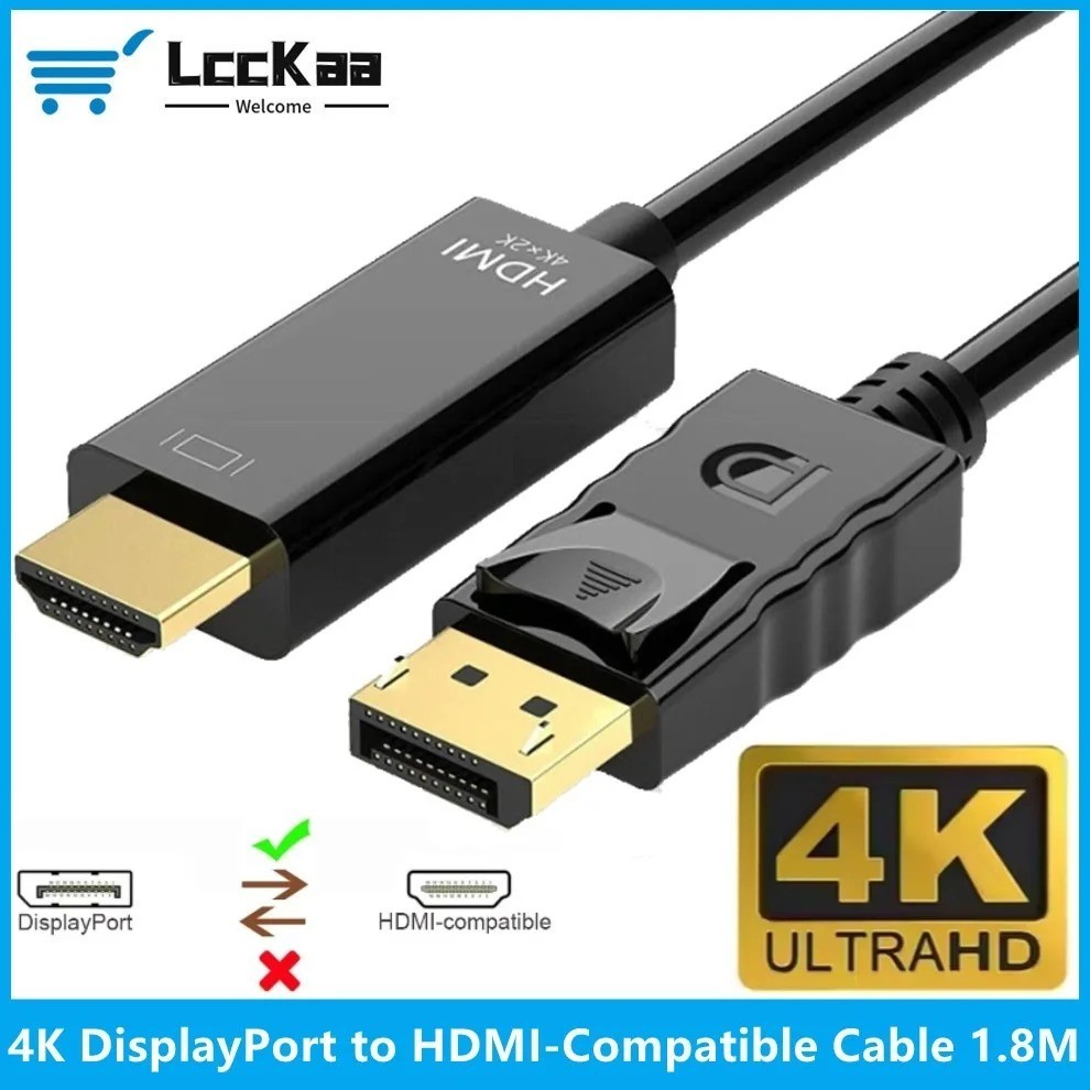1.8M DisplayPort to HDMI Cable 4K Video Audio Adapter for PC HDTV