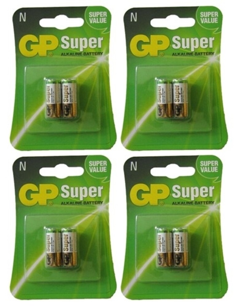 8 GP SUPER ALKALINE BATTERY SIZE N 4 BATTERIES E90 N LR1 MN9100 910A 4×2 Pack
