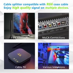 Coaxial Cable Splitter 2 Way, Coax Support 5-2400MHz, Digital Silver