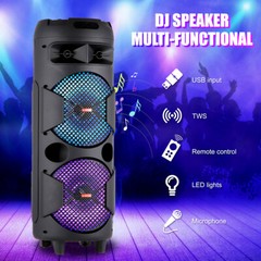 Loud Portable Bluetooth Speaker Dual Sub woofer Party Heavy Bass Sound System