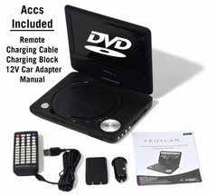 Proscan Elite Portable 7″ Swivel Screen DVD Player SD Card Slot 2.5 Battery BLK