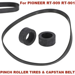 2 PINCH ROLLER TIRES with 1 CAPSTAN BELT For PIONEER RT-909 RT-901 REEL TO REEL