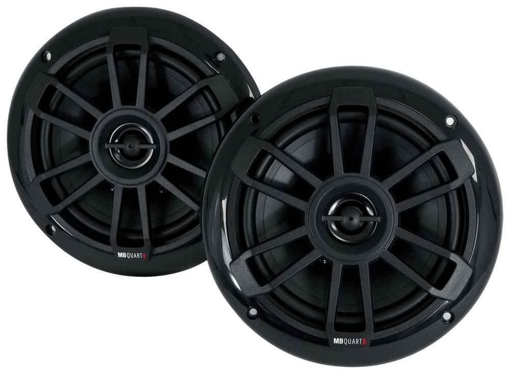 (2) MB QUART NF1-116B 6.5″ 80 Watt Marine 2-Way Coaxial Black Speakers For Boat
