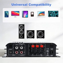 2.1 Channel Mini Amplifier 50W×2 Hi-Fi Audio Receiver Bluetooth USB AUX Subwoofe