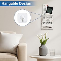 Small Remote Control Holder for Table Bedside Organizer 1 Slot Rustic White