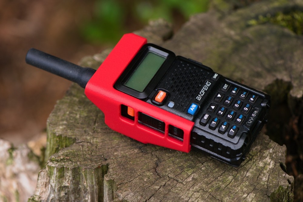 Baofeng UV-5R / BF-F9 – Red Exoskeleton Cage – Textured Finish