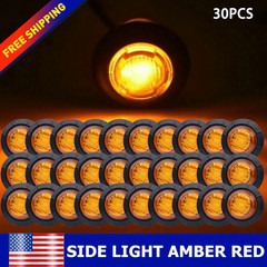 20PCS 1 Inch Round Amber 3 LED Side Marker Clearance Lights with Chrome Bezel US