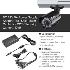 DC 12V 5A Power Supply for CCTV Security Camera DVR Swann Lorex Defender 8 Split