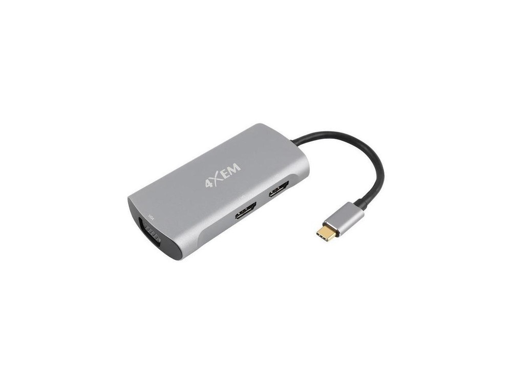 4XEM 3-Port USB-C to HDMI and VGA Multi-Monitor Hub – 1 Pack – 1 x USB Type C –