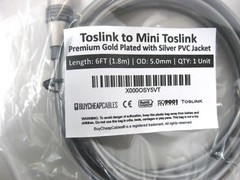 6FT Gold Plated Toslink to Mini Toslink Optical Mini Plug Digital Audio Cable