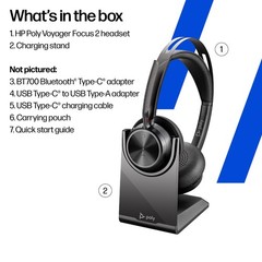 Poly Voyager Focus 2 USB-C-C Headset +USB-C/A Adapter +Charging Stand