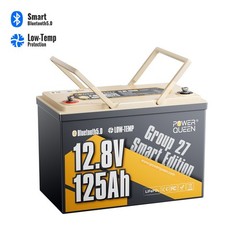 Used Power Queen 12V 125Ah Smart LiFePO4 Lithium Battery Deep Cycle Group 27