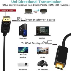 4K Display Port DP to HDMI Cable 60Hz 2160P 25.92Gbps HDR Audio Video Adapter PC