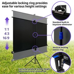 Tripod B, 50-INCH 1:1, Lightweight Pull Up Foldable Stand, Manual, Movie Home…