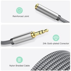 Headphone Extension Cable 10ft – 3.5mm Extension Cable Nylon Braided Aux