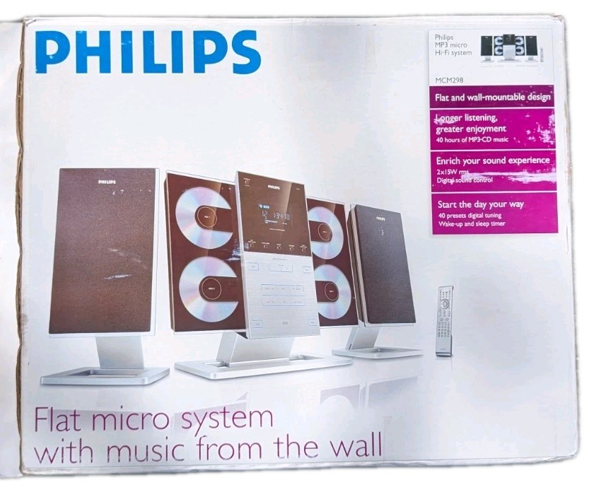Philips Mcm298/37 Micro System China 4-Disc CD MP3 FM Player Wall Mounted Audio