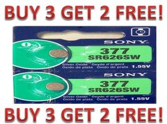 MURATA / SONY 377 SR626SW (2 piece) SR626 V377 Battery USseller BUY 3 GET 2 FREE