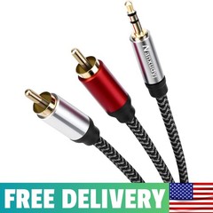 3.5mm To 2RCA Audio Cable 1ft,3.5mm AUX To 2RCA Audio Cable For Stereo Receiver