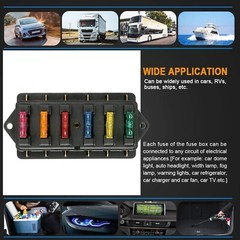 6 Way Blade Fuse Box Block Holder 12-24V Car Boat Power Distribution Panel Board