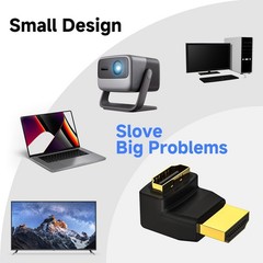 Black Gold HDMI 90 and 270 Degree Adapter Male to Female