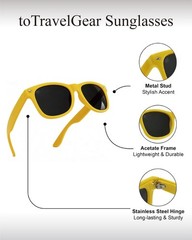toTravelGear Lemon Yellow Polarized Sunglasses for Women 58mm,